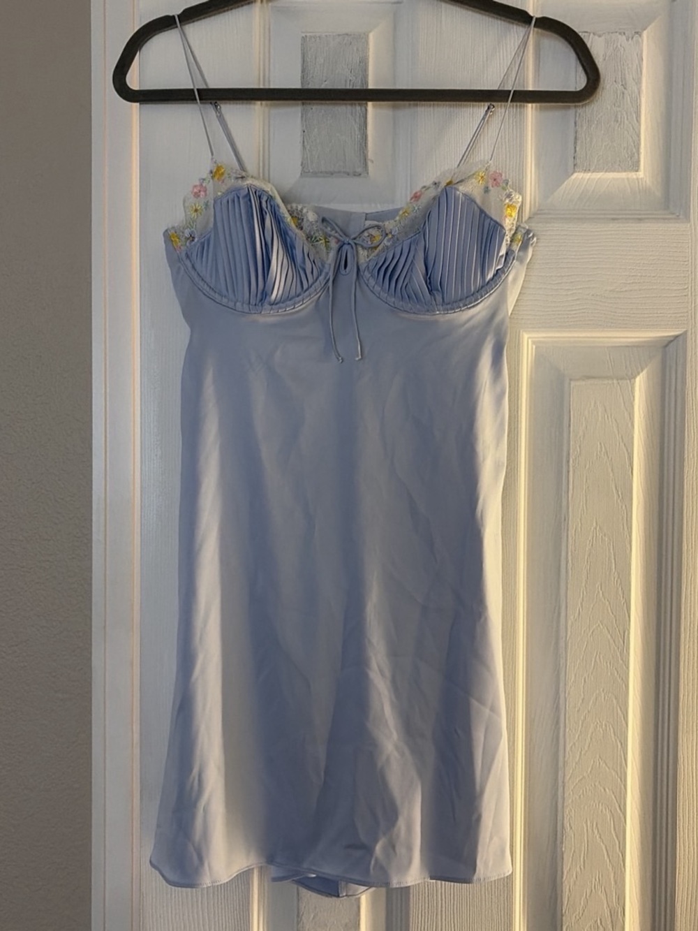 For Love & Lemons Baby's Breath Slip Dress Blue Medium